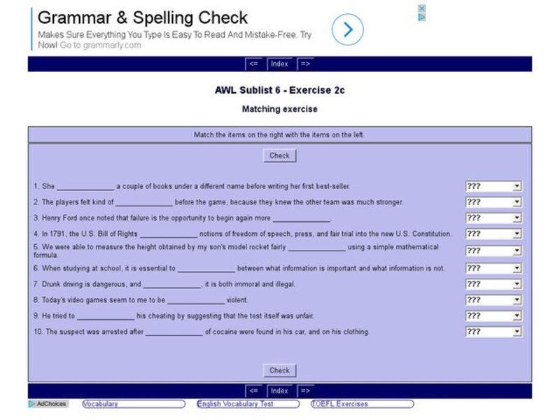 English Vocabulary Skills: AWL Sublist 6 - Exercise 2c Interactive