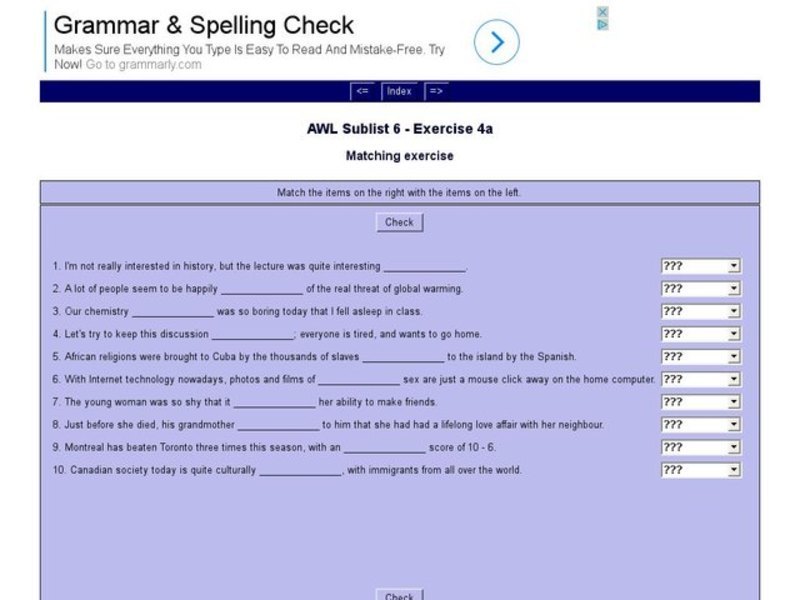 English Vocabulary Skills: AWL Sublist 6 - Exercise 4a Interactive