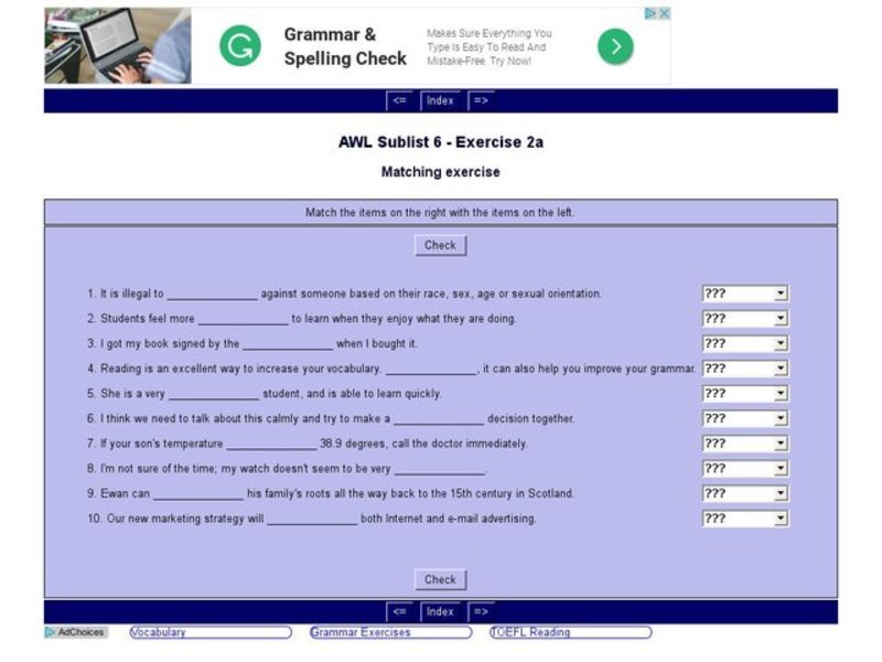 English Vocabulary Skills: AWL Sublist 6 - Exercise 2a Interactive