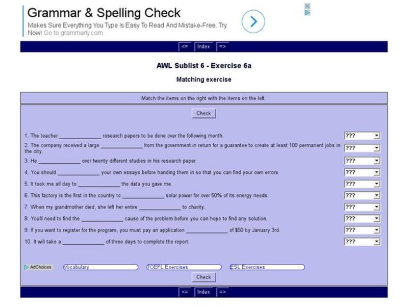 English Vocabulary Skills: AWL Sublist 6 - Exercise 6a Interactive