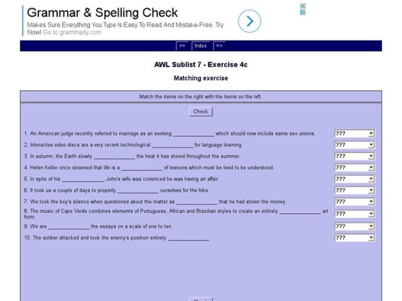 English Vocabulary Skills: AWL Sublist 7 - Exercise 4c Interactive