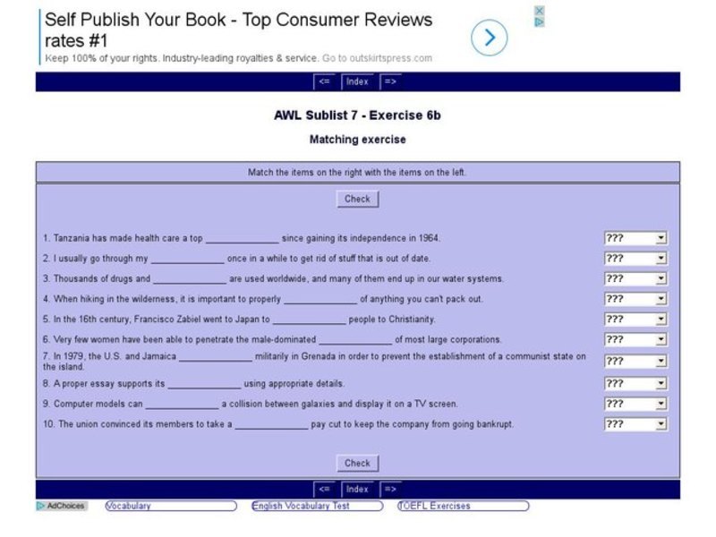 English Vocabulary Skills: AWL Sublist 7 - Exercise 6b Interactive