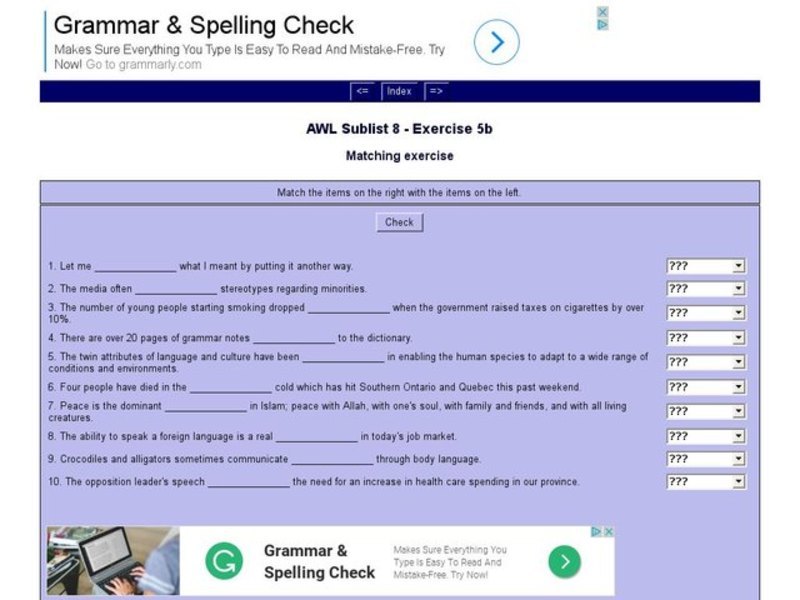 English Vocabulary Skills: AWL Sublist 8 - Exercise 5b   Interactive