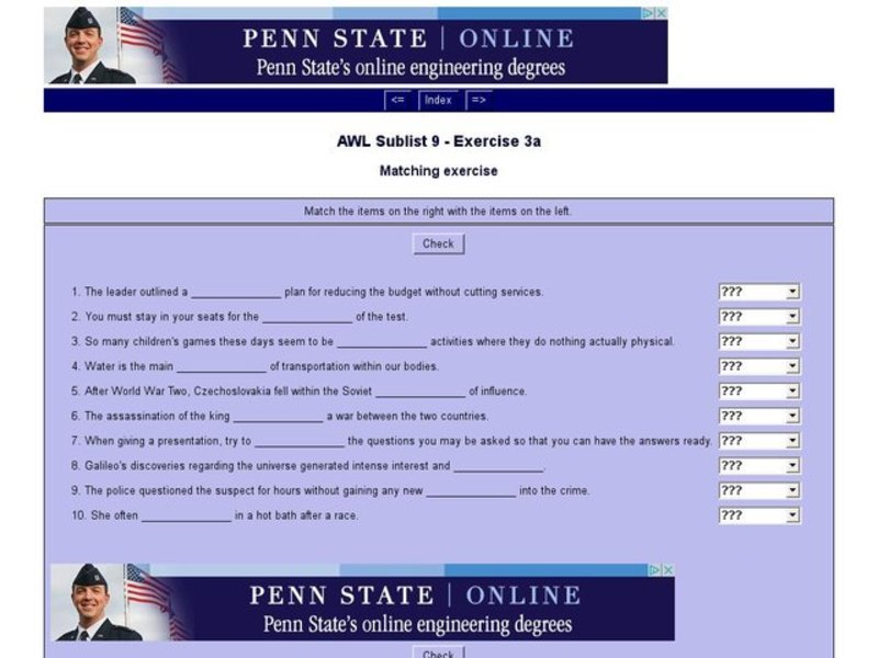 English Vocabulary Skills: AWL Sublist 9 - Exercise 3a Interactive