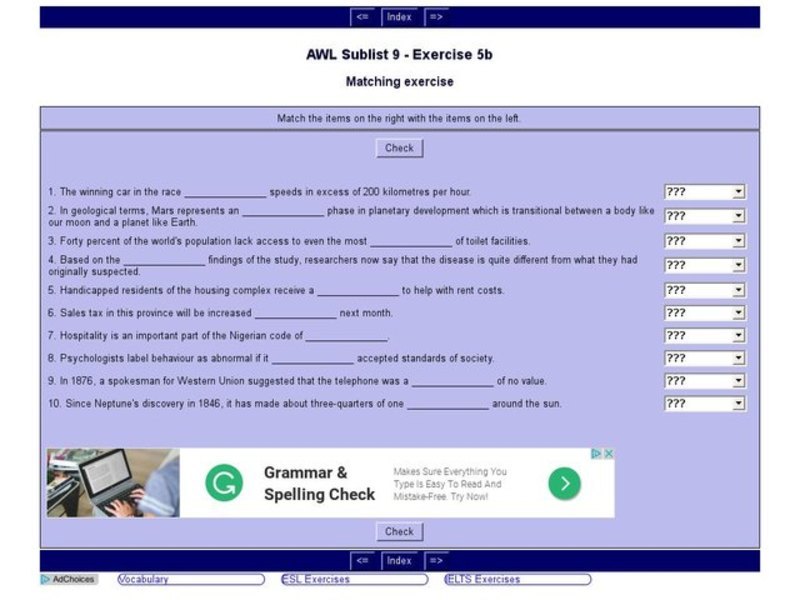 English Vocabulary Skills: AWL Sublist 8 - Exercise 5 B Interactive