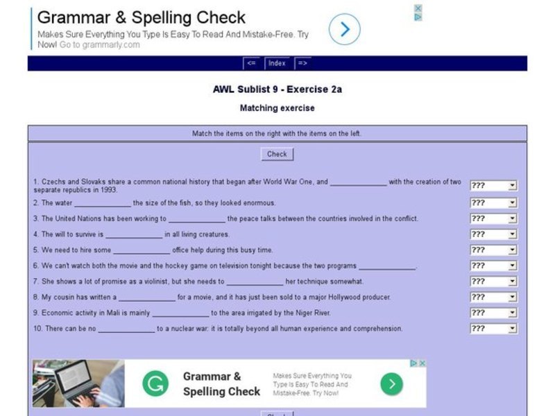 English Vocabulary Skills: AWL Sublist 9 - Exercise 2a Interactive