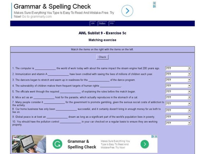 English Vocabulary Skills: AWL Sublist 9 - Exercise 5c Interactive
