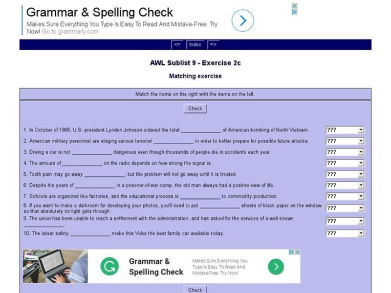 English Vocabulary Skills: AWL Sublist 9 - Exercise 2c Interactive