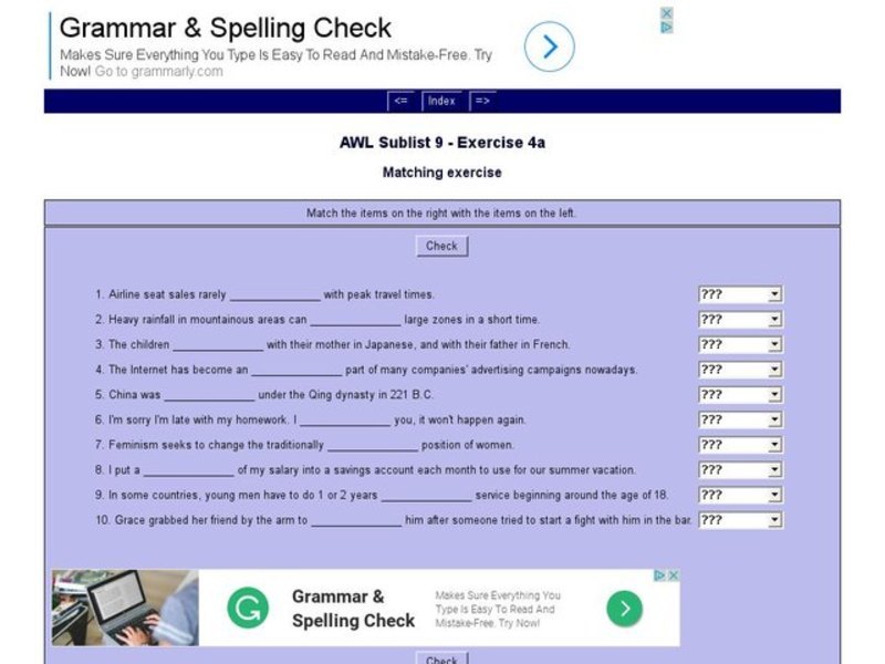 English Vocabulary Skills: AWL Sublist 9 - Exercise 4a Interactive