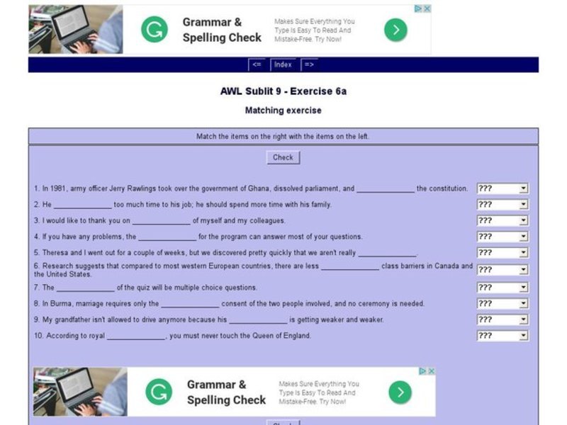 English Vocabulary Skills: AWL Sublist 9 - Exercise 6a Interactive