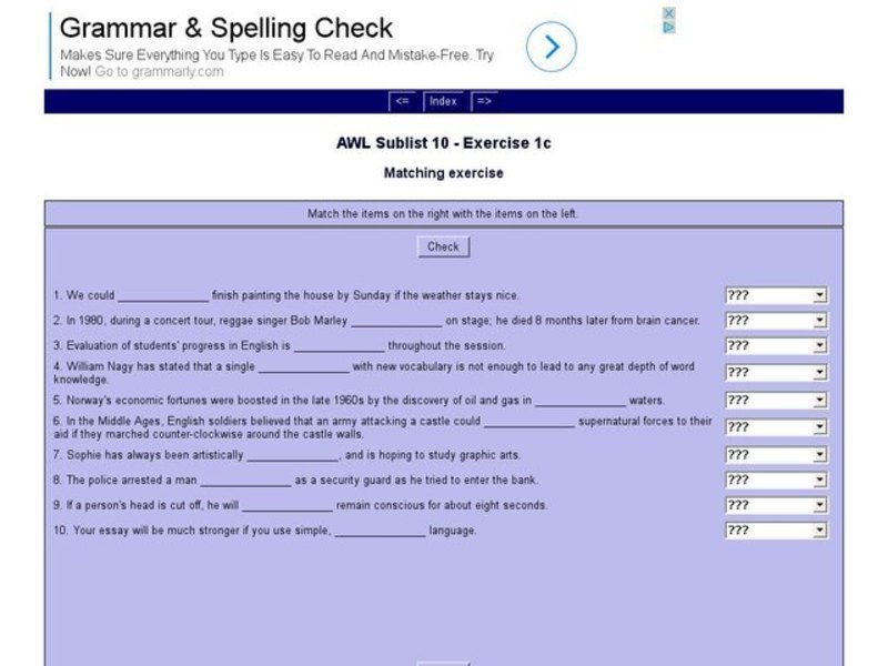 English Vocabulary Skills: AWL Sublist 10 - Exercise 1c Interactive
