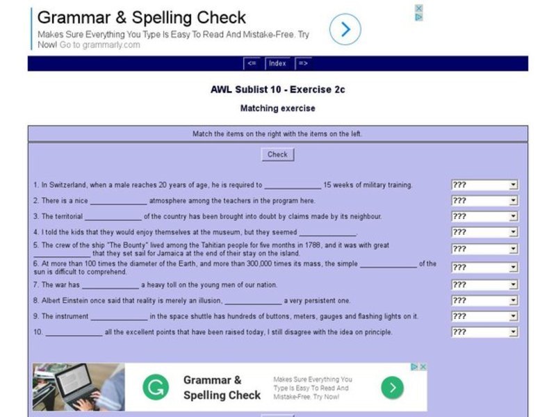 English Vocabulary Skills: AWL Sublist 10 - Exercise 2c Interactive