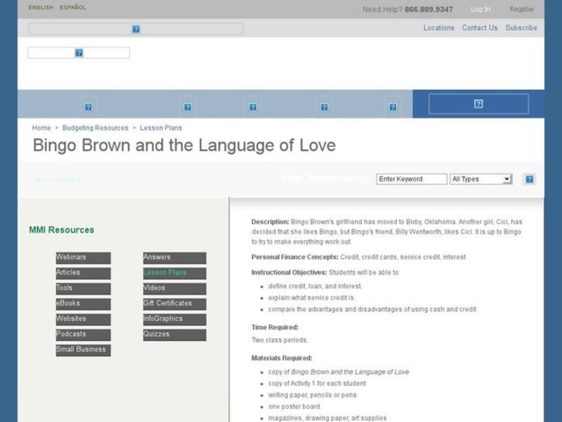 Bingo Brown and the Language of Love Lesson Plan