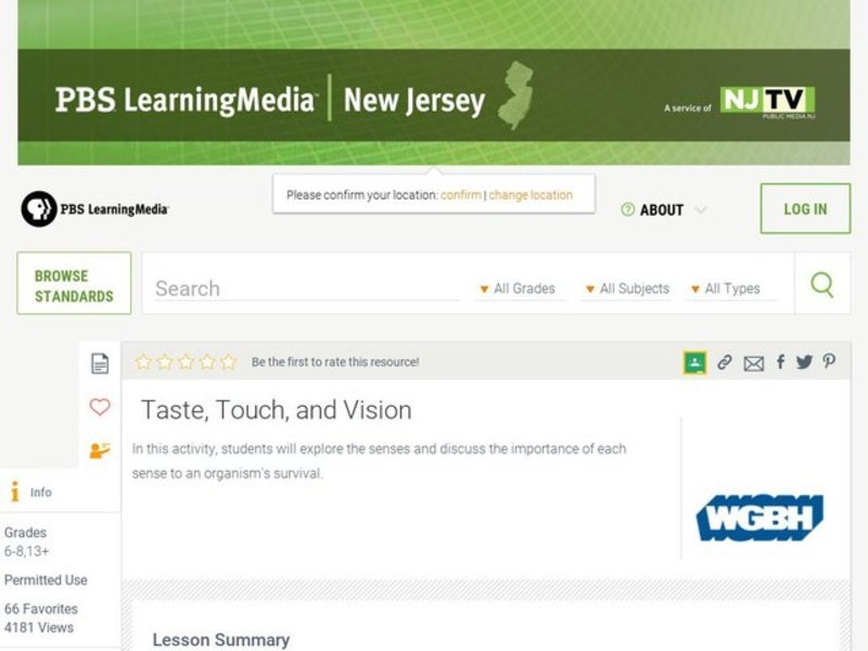 Taste, Touch, and Vision Lesson Plan