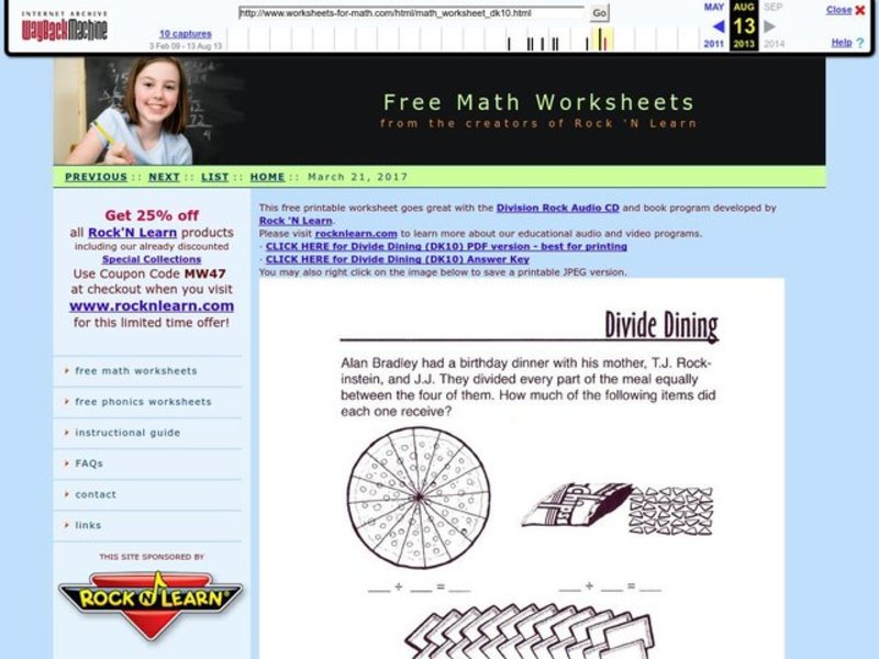 Divide Dining Worksheet