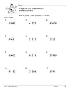 Divide with Remainders Worksheet