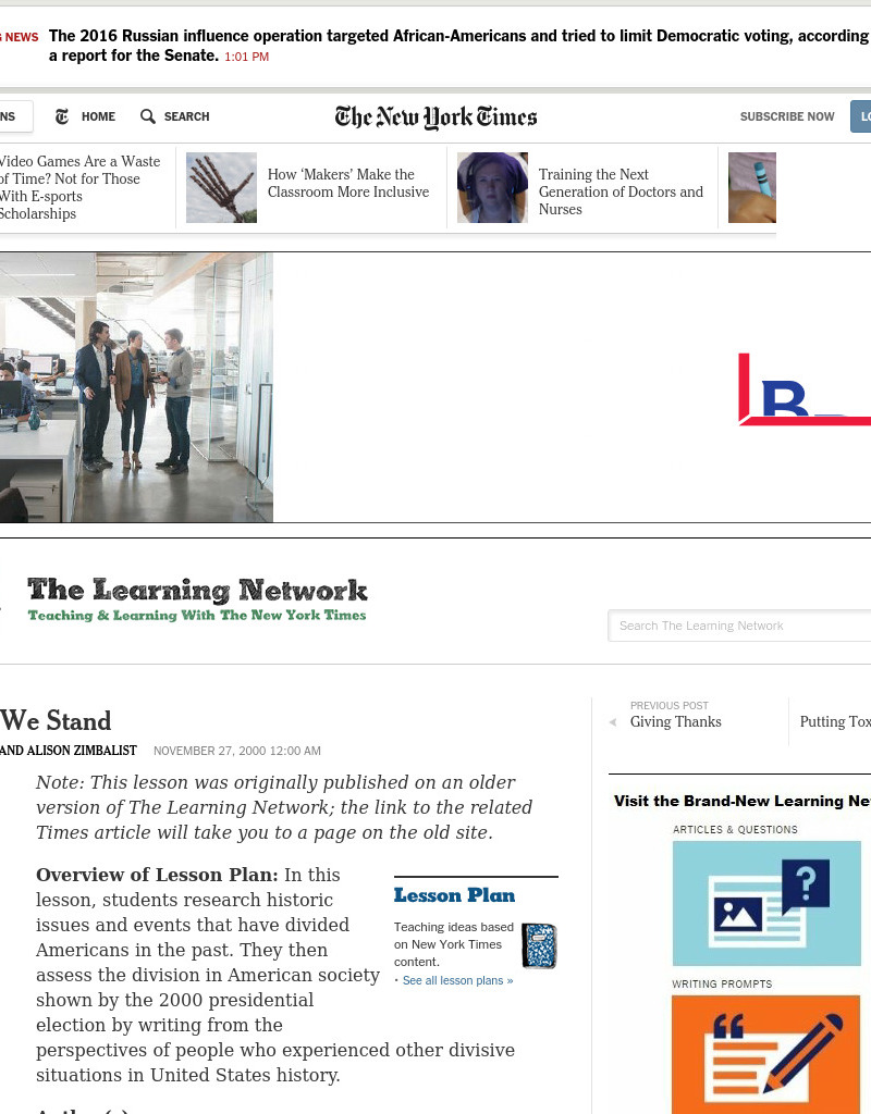 Divided We Stand Lesson Plan