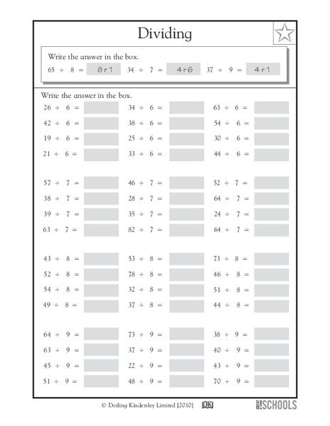 Dividing Worksheet