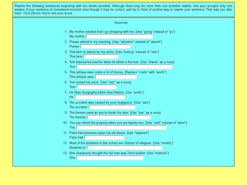 Sentence Revision Exercise Interactive