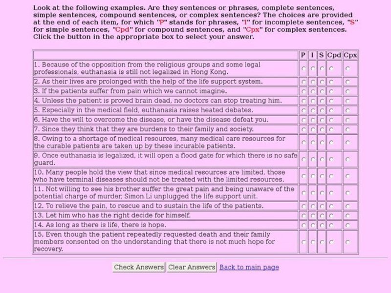 Interactive Sentence Quiz Interactive
