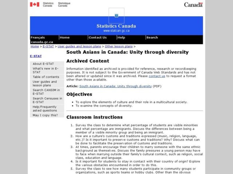 South Asians in Canada: Unity through diversity Lesson Plan