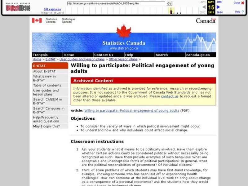 Willing to Participate: Political Engagement of Young Adults Lesson Plan