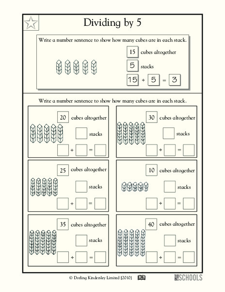 Dividing by 5 Worksheet