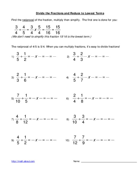 Dividing Fractions Lesson Plan