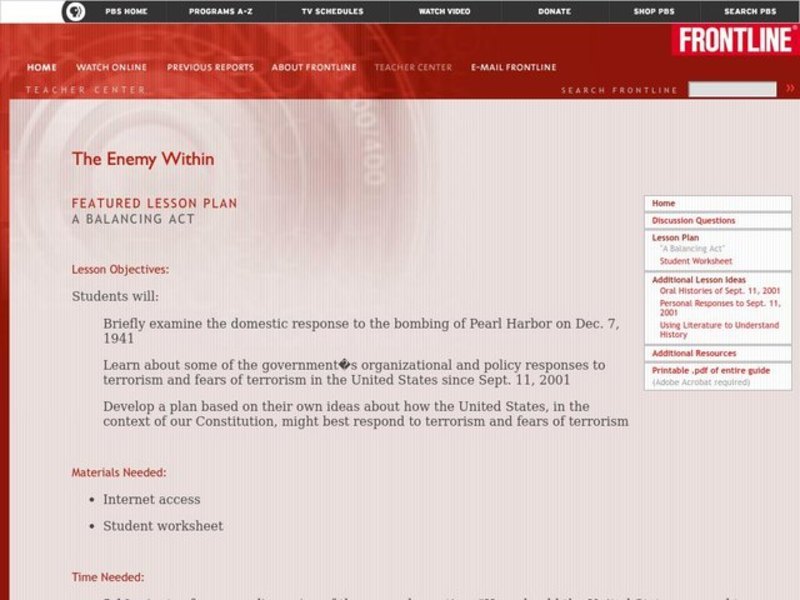 A Balancing Act Lesson Plan