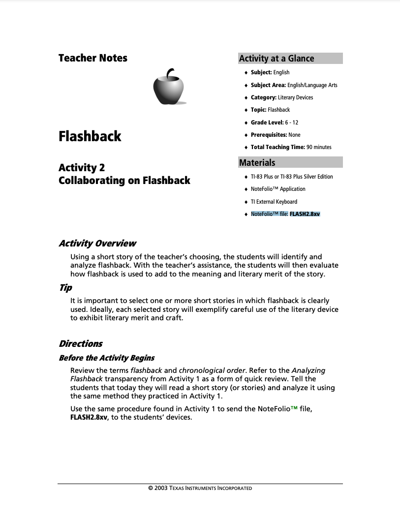 Collaborating on Flashback Activity