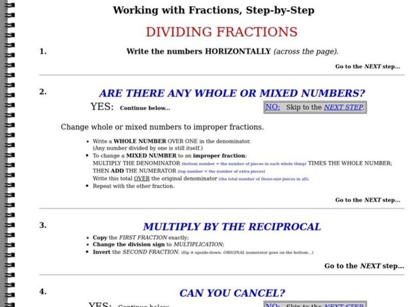 Dividing Fractions Worksheet