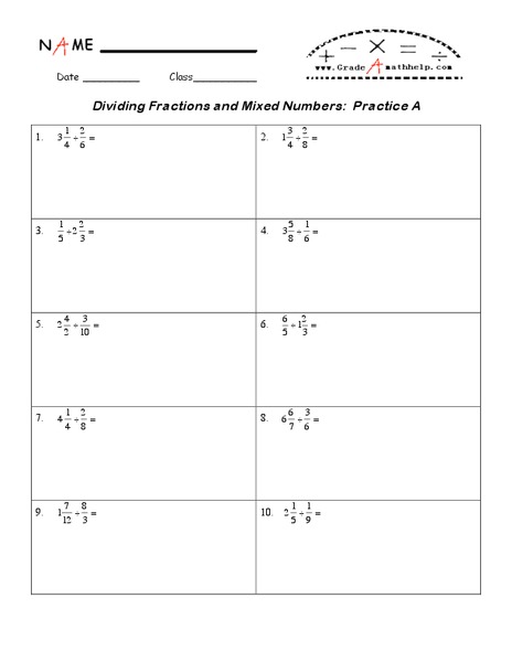 Dividing Fractions and Mixed Numbers Lesson Plan