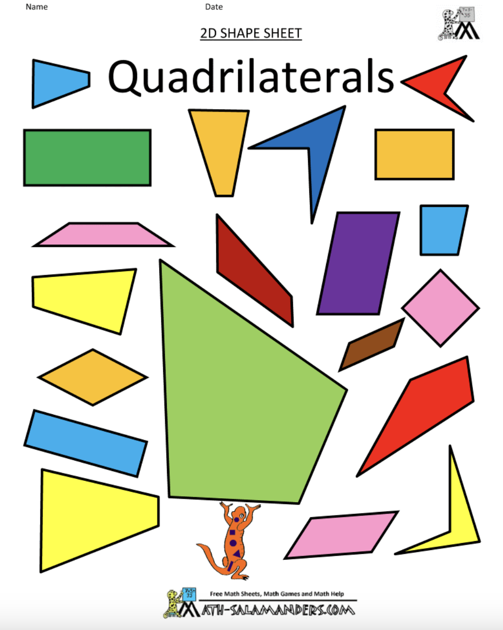 2D Shape Sheet Quadrilaterals Graphic