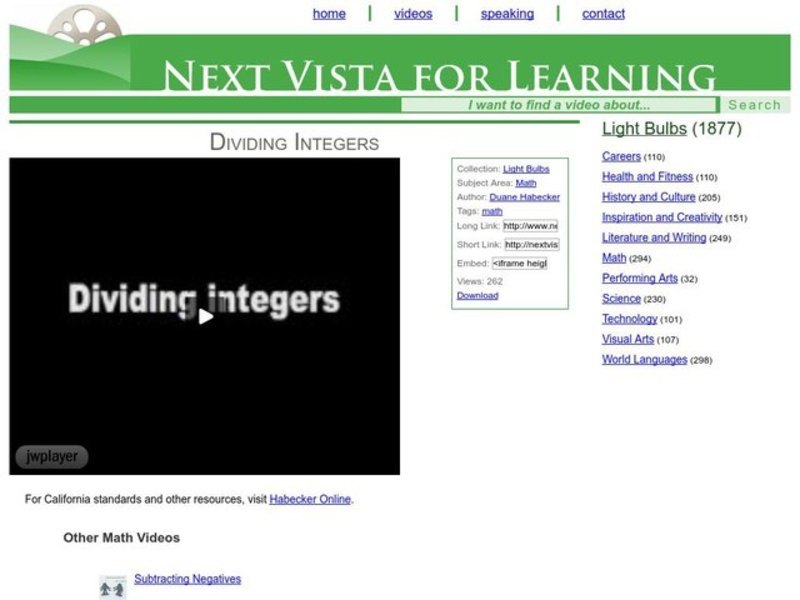 Dividing Integers Instructional Video