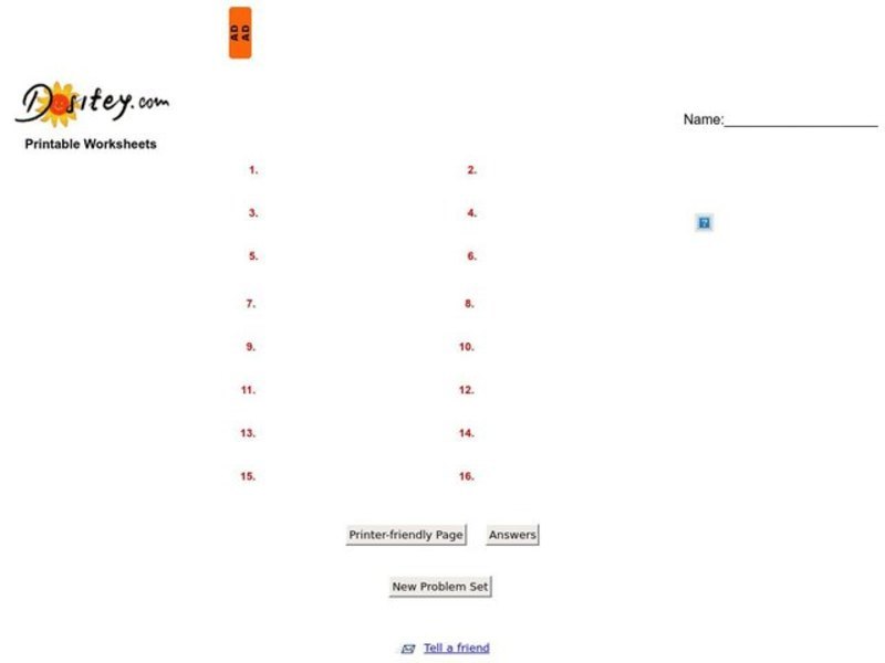 Dividing Negative Numbers Worksheet