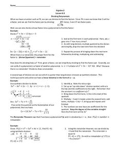 Dividing Polynomials Lesson Plan