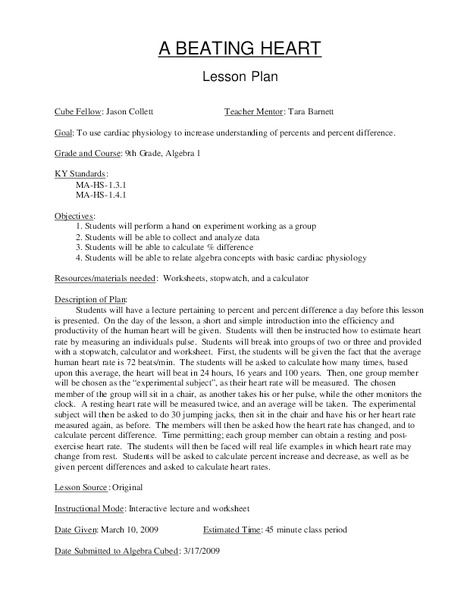 A Beating Heart Lesson Plan
