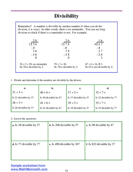 Divisibility Lesson Plan