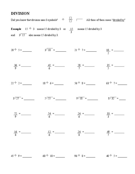 Division Worksheet