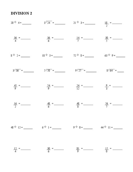 Division 2 Worksheet