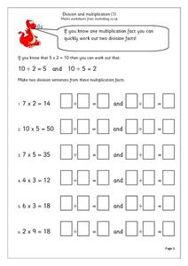 Division and Multiplication Worksheet