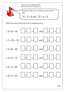 Division and Multiplication Worksheet