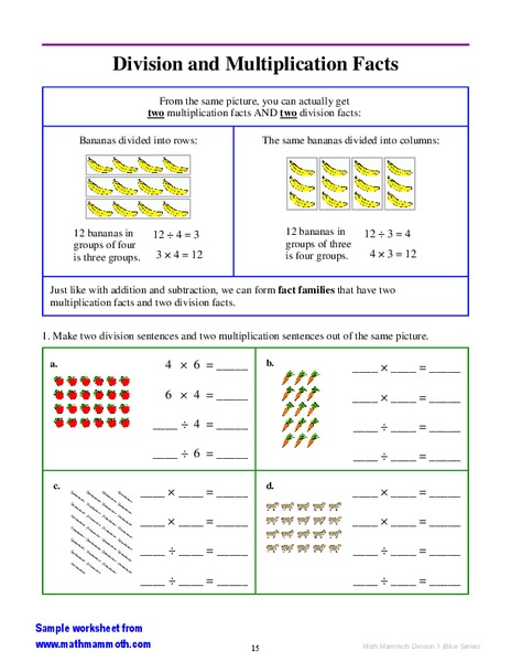 Division and Multiplication Facts Worksheet