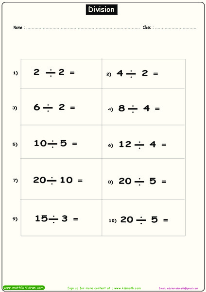 Division 2 Worksheet