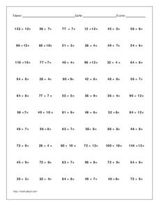 Division Facts Worksheet