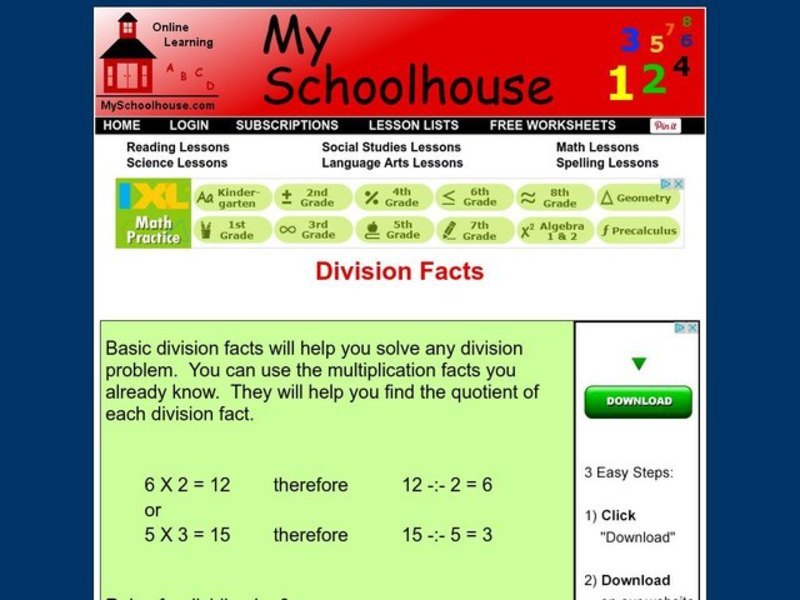 Division Facts Interactive