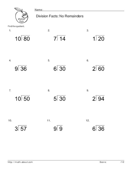 Division facts: no remainders Lesson Plan