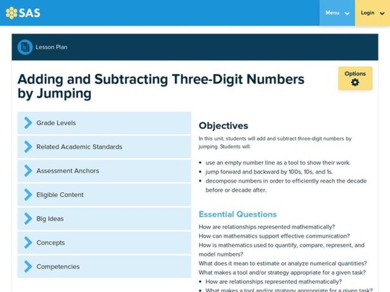 Adding and Subtracting Three-Digit Numbers by Jumping Lesson Plan