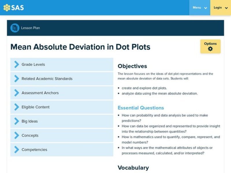 Mean Absolute Deviation in Dot Plots Lesson Plan