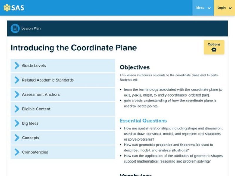 Introducing the Coordinate Plane Lesson Plan